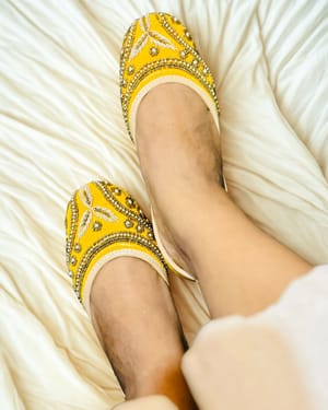 Marigold Golden Beaded Embroidered Jutti
