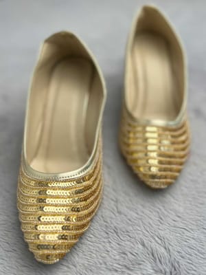 Golden Designer Embroidered Pencil High Heel Mules for Women – Handmade & Stylish